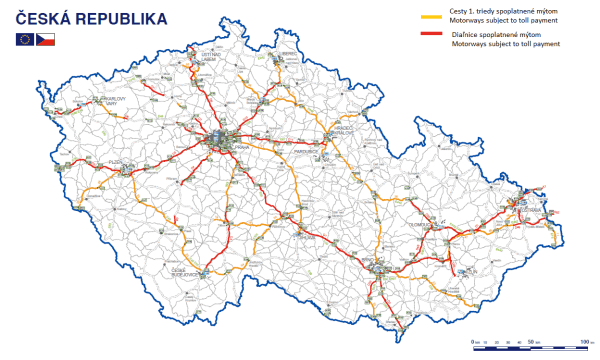Mapa zpoplatněných úseků SK